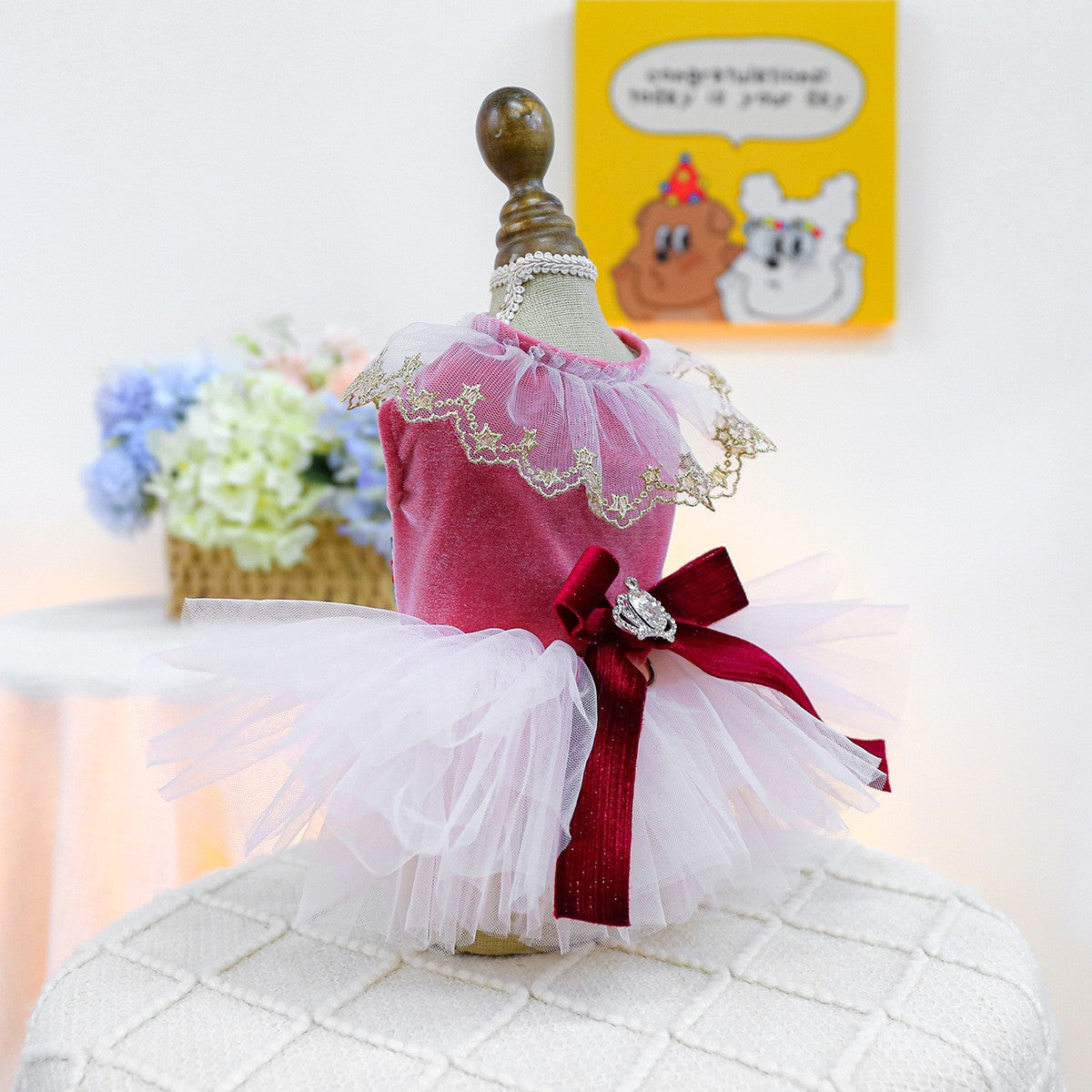 Pet Cozy Tulle Dress Royal Princess Skirt_CWMM13044