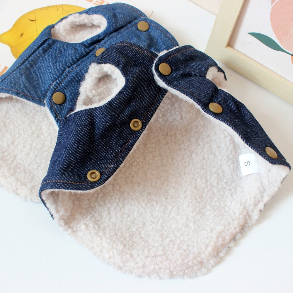 Cozy Denim Dog Vest with Cartoon Print_CWMM12206