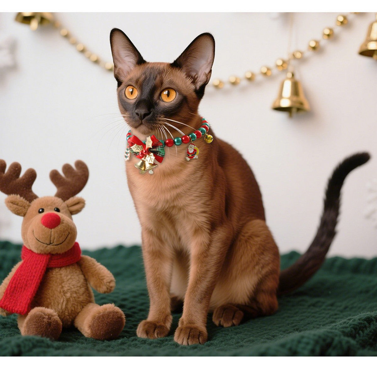 Christmas Pet Necklace – Santa Bell Collar for Dogs Cats_CWMM11333