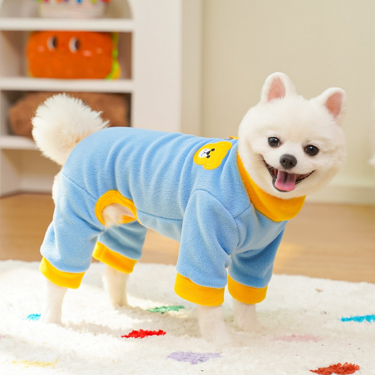Colorblock Pet Jumpsuit with Leash Ring_CWMM11180