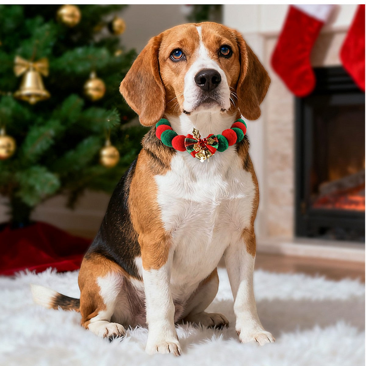 Christmas Pet Collar – Felt Ball Necklace for Cats Dogs_CWMM11337
