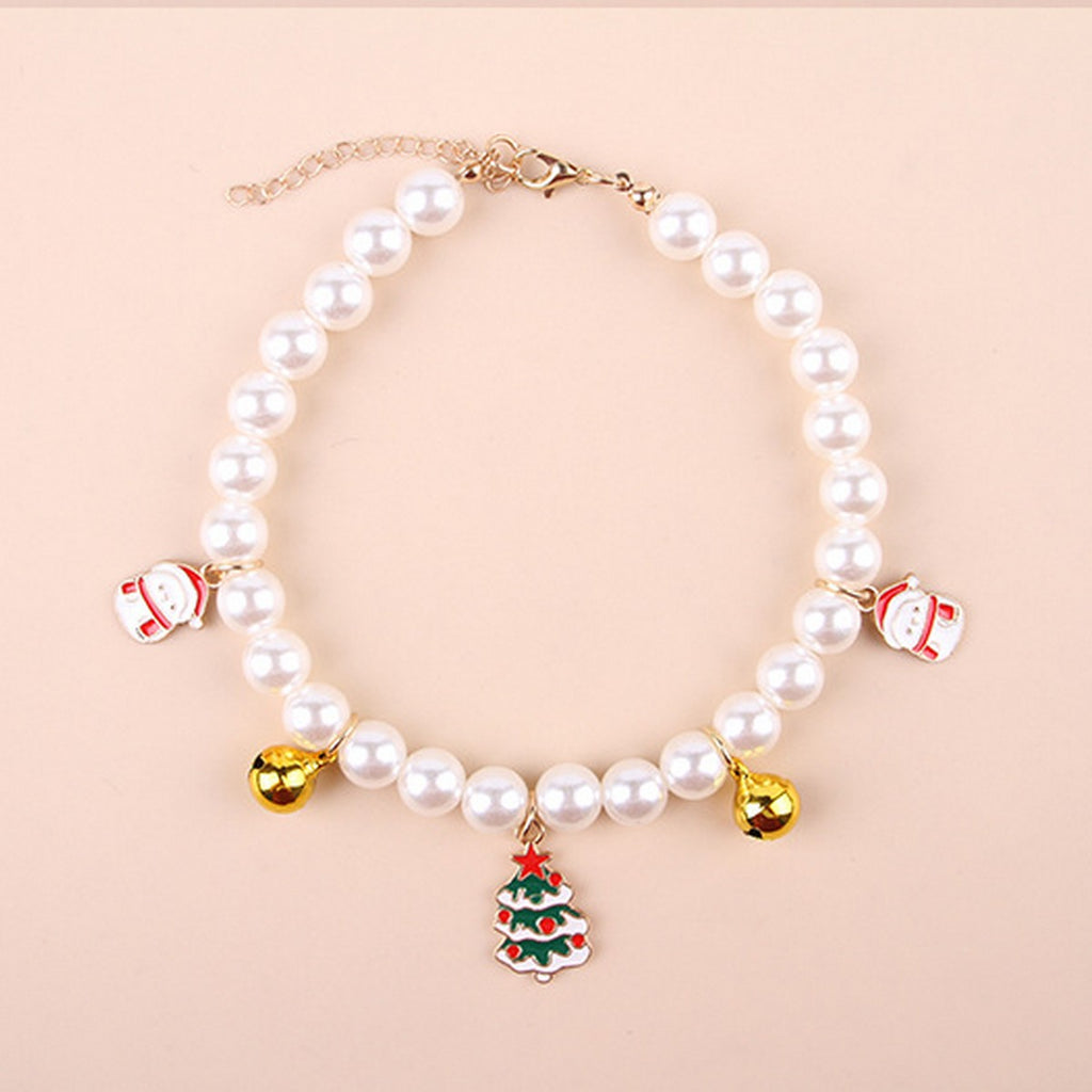 Christmas Pet Collar – Handmade Pearl Bell Necklace_CWMM11340