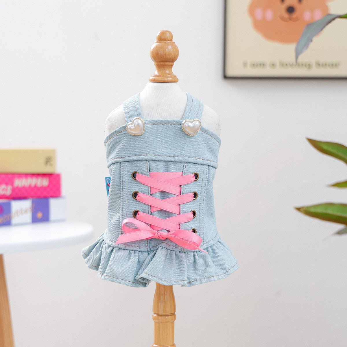 Pet Cozy Denim Dress Cute Heart Skirt_CWMM13012