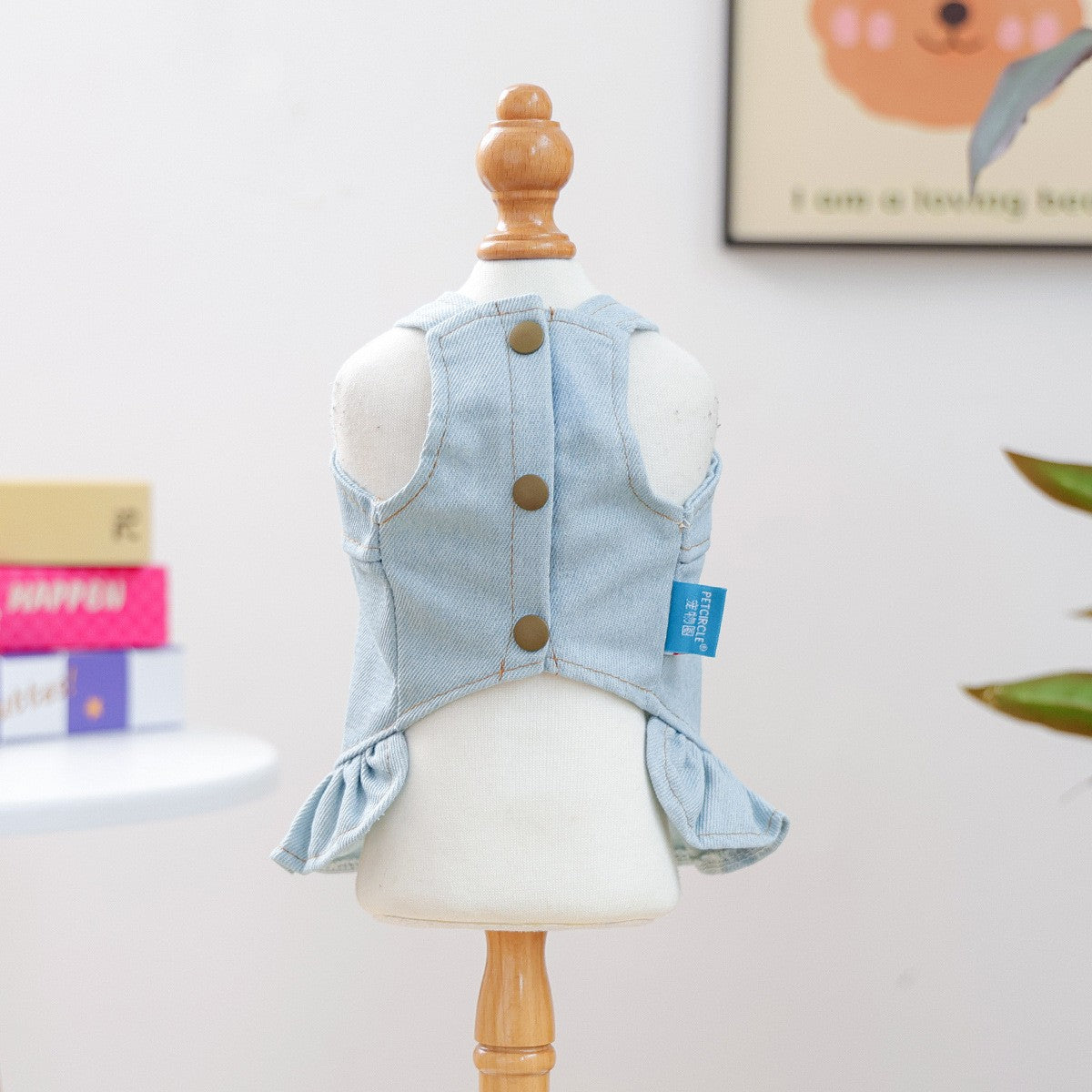 Pet Cozy Denim Dress Cute Heart Skirt_CWMM13012