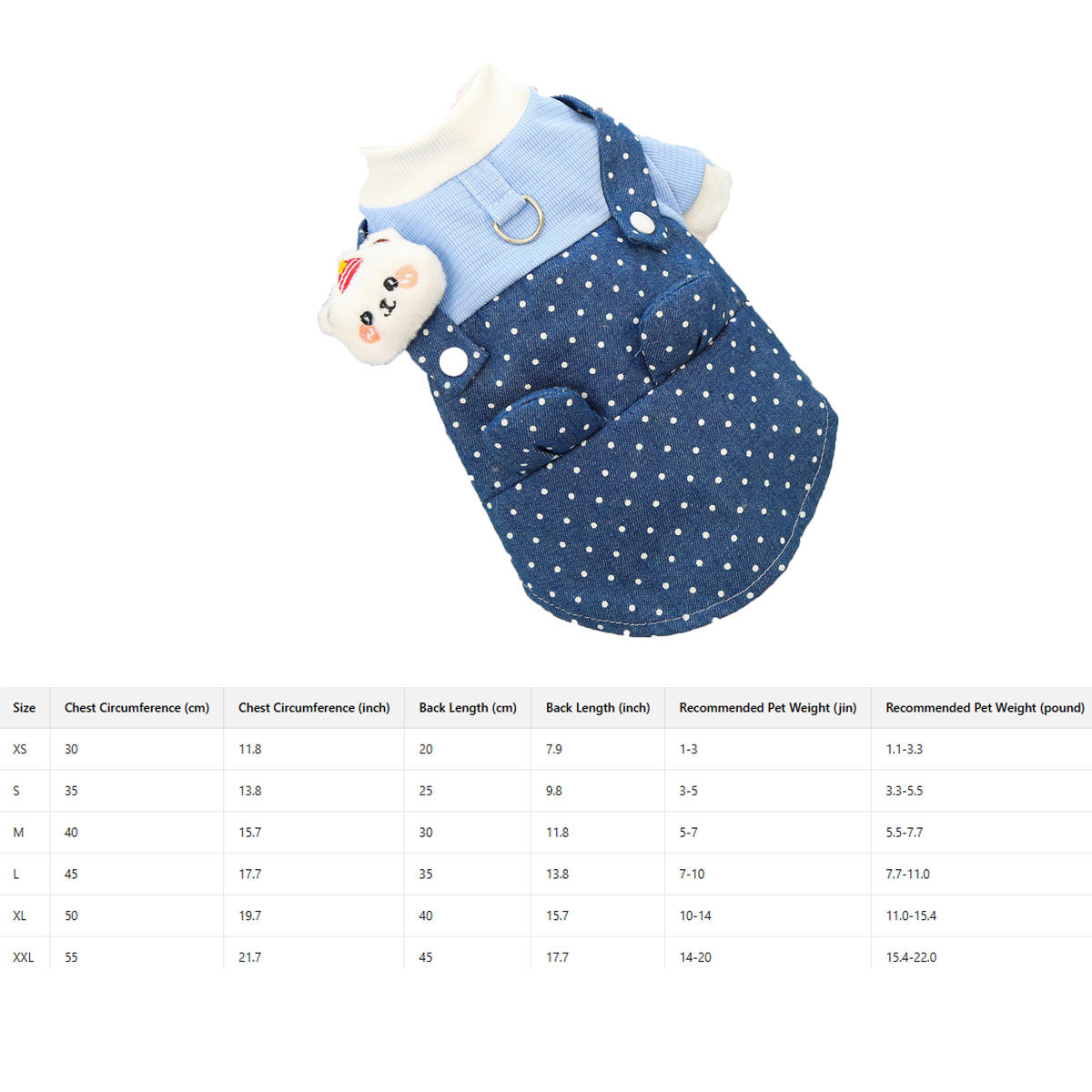 Denim Pet Outfit   Cute Polka Dot Jumpsuit Wear_CWMM11149