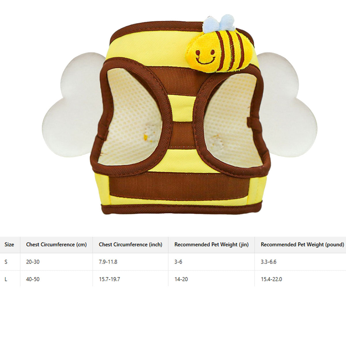 Bee Pet Harness Set – Cute Dog Cat Leash Outfit_CWMM11161