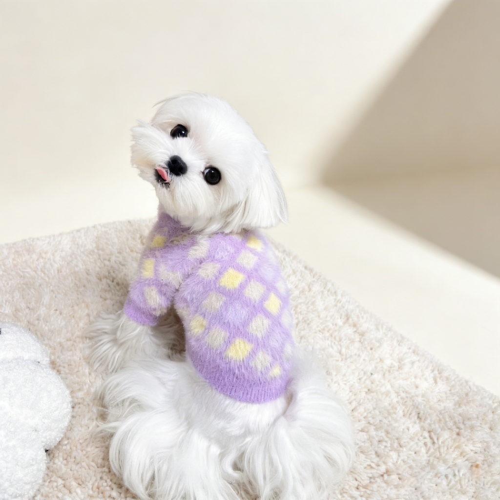 Purple Gradient Knit Dog Cat Sweater_CWMM12350