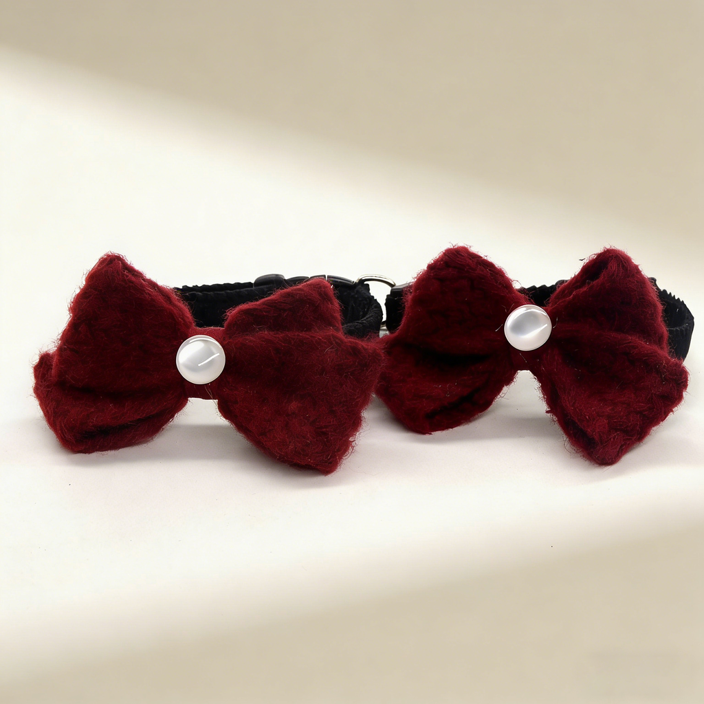 Plush Bow Pet Collar for Small Cats Dogs_CWMM13241