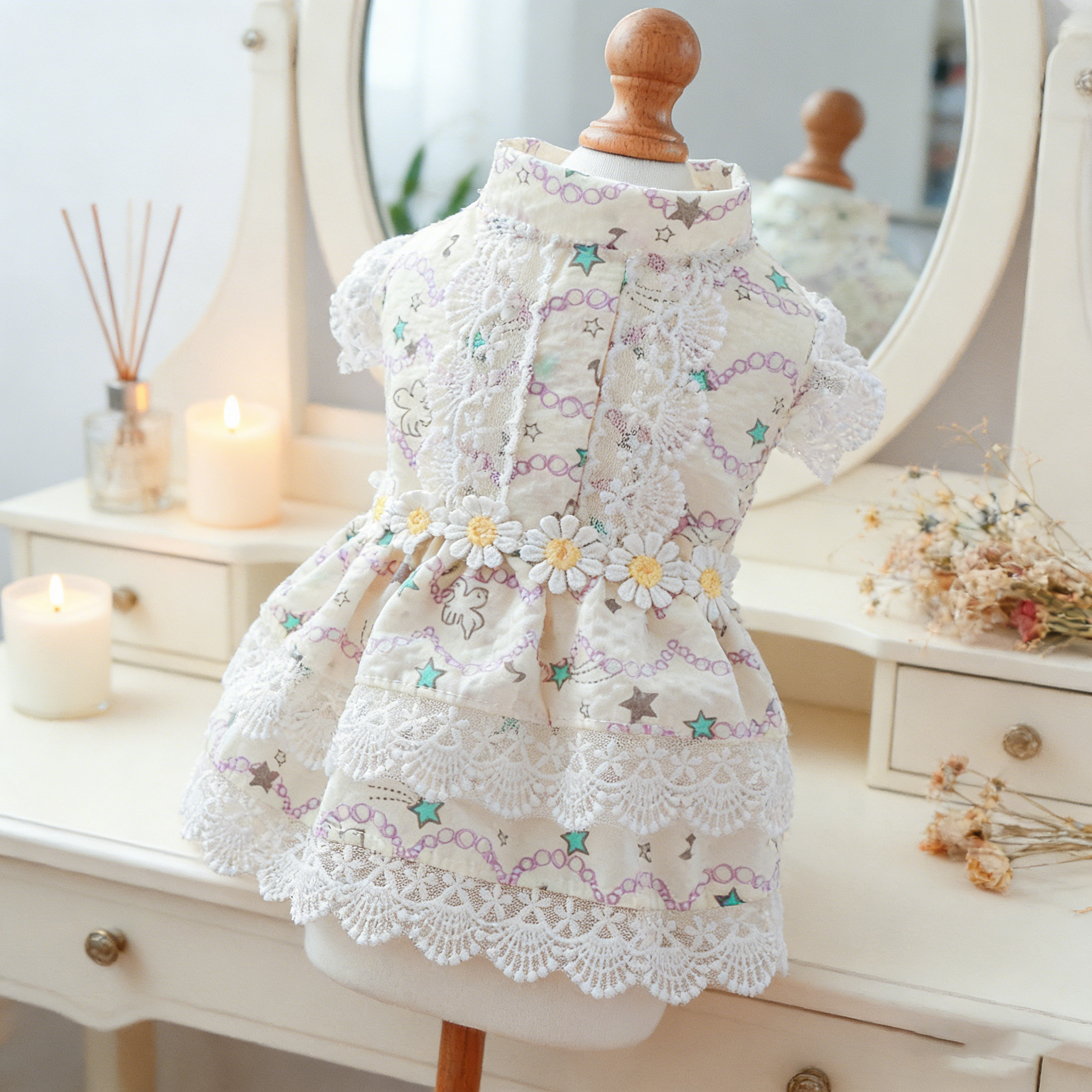 Small Pet Maid Style Floral Lace Dress_CWMM13118