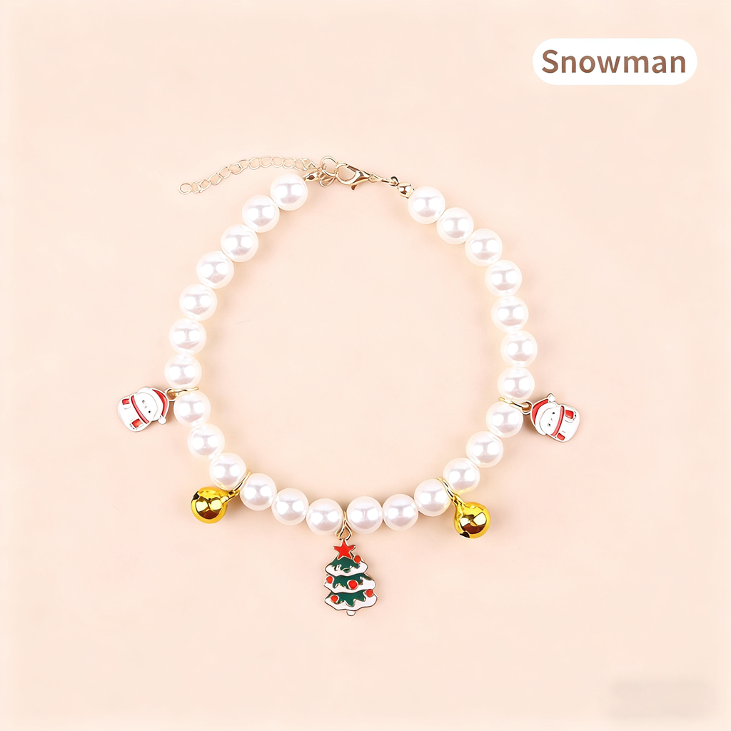 Christmas Pet Collar – Handmade Pearl Bell Necklace_CWMM11340