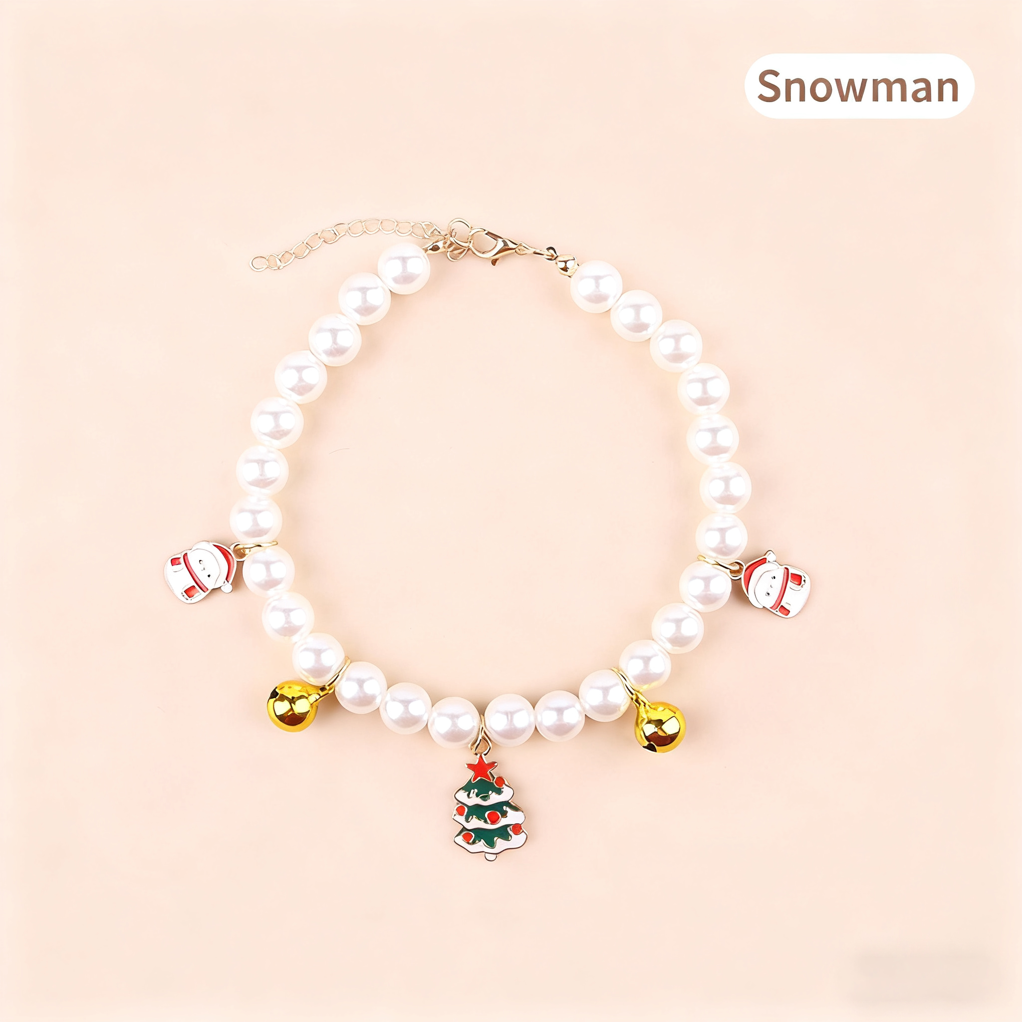 Christmas Pet Collar – Handmade Pearl Bell Necklace_CWMM11340