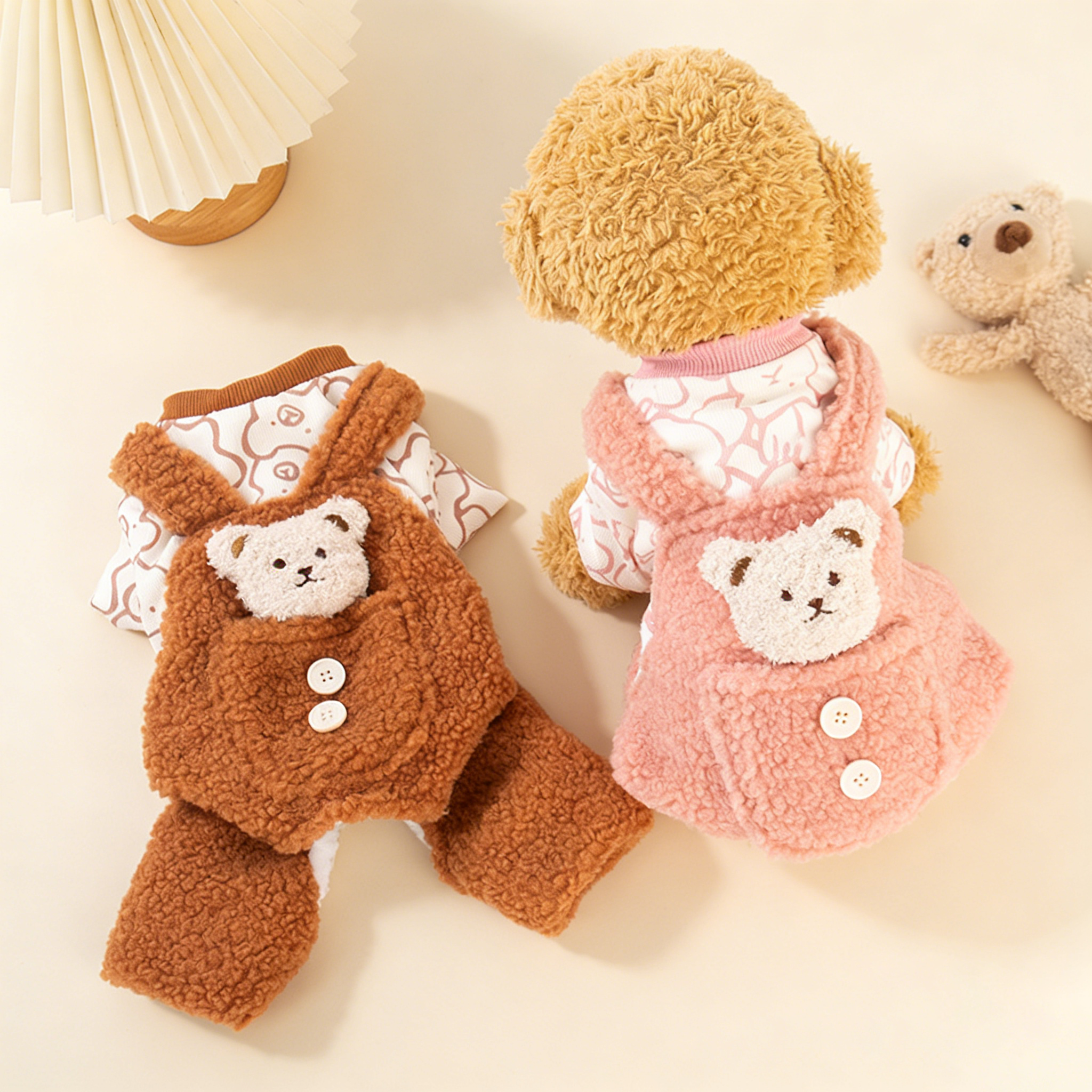 Bear Fleece Pet Overalls for Dogs and Cats_CWMM12739
