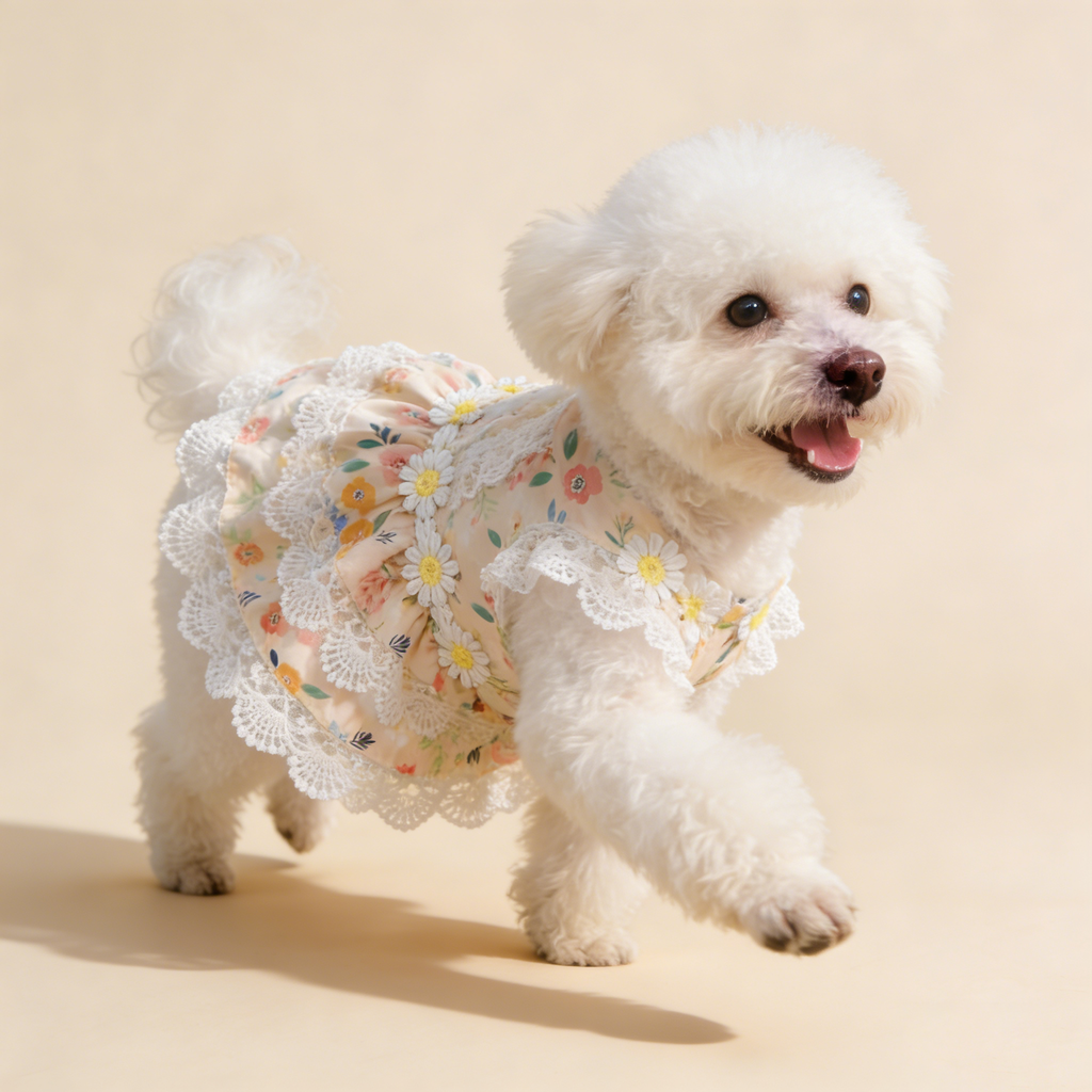 Small Pet Maid Style Floral Lace Dress_CWMM13117