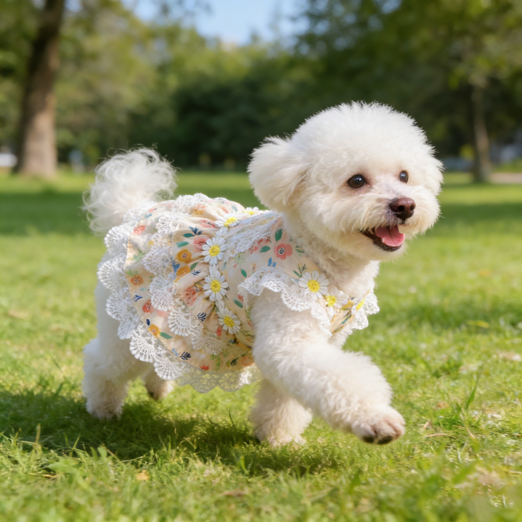 Small Pet Maid Style Floral Lace Dress_CWMM13117