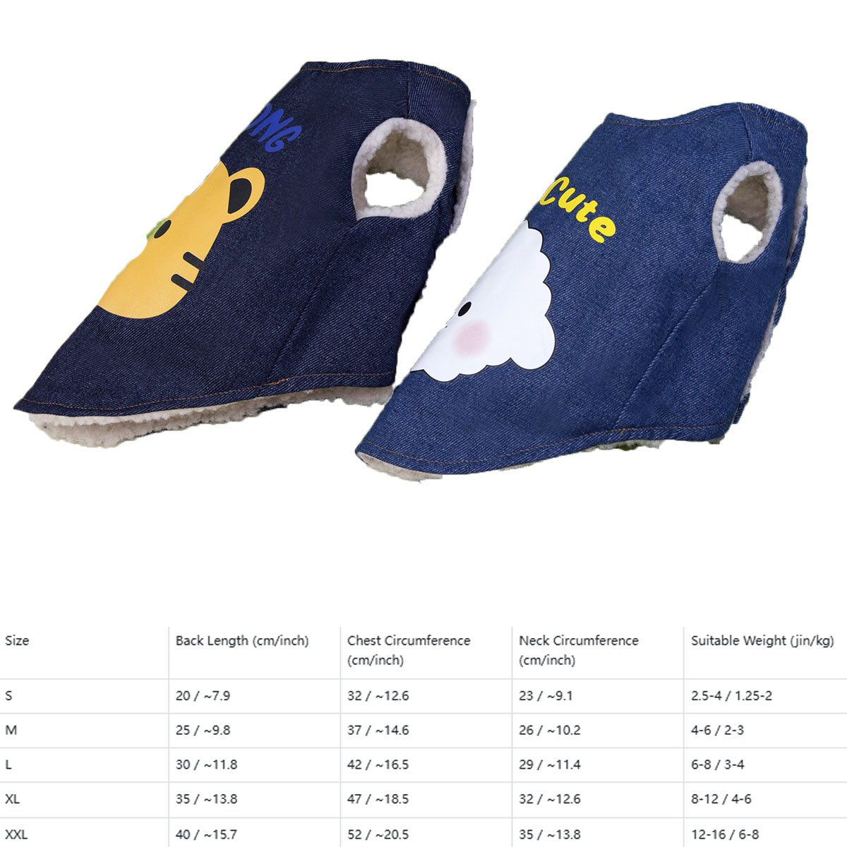 Cozy Denim Dog Vest with Cartoon Print_CWMM12206