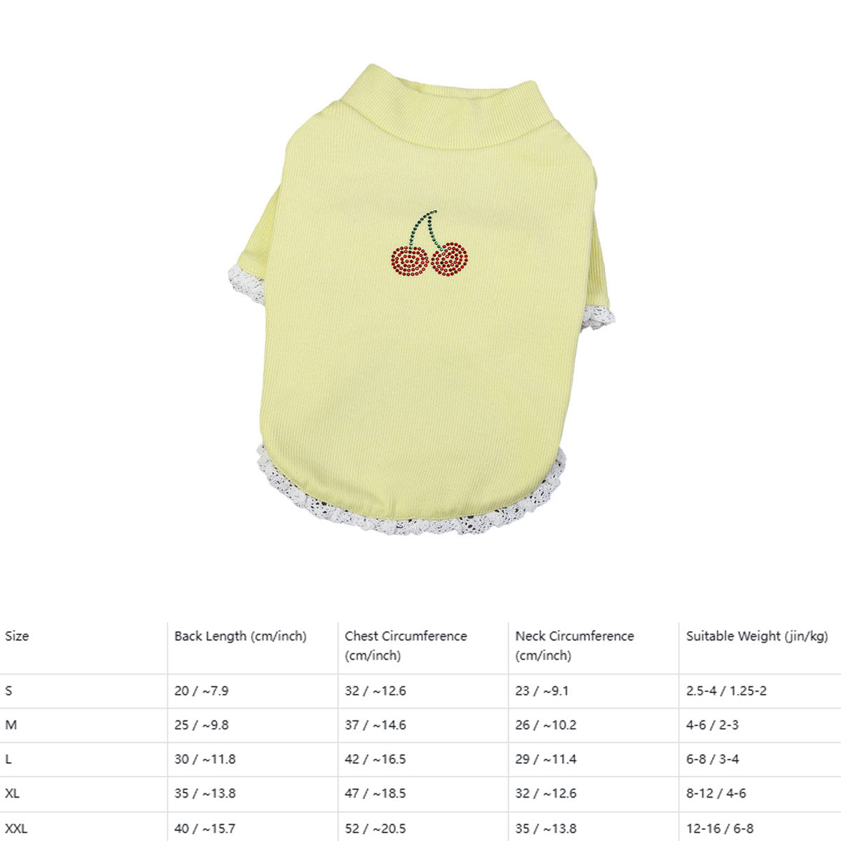 Cherry Rhinestone Dog Turtleneck Hoodie_CWMM12256