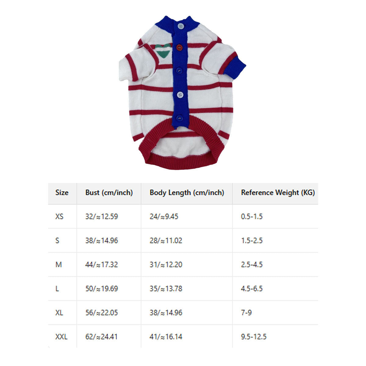 Striped Knit Dog Cat Sweater with Heart_CWMM12305