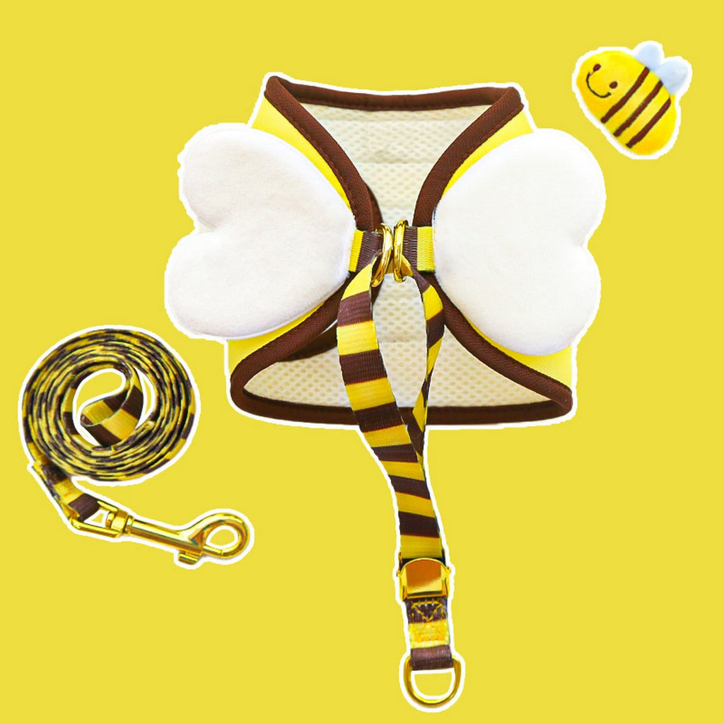 Bee Pet Harness Set – Cute Dog Cat Leash Outfit_CWMM11161