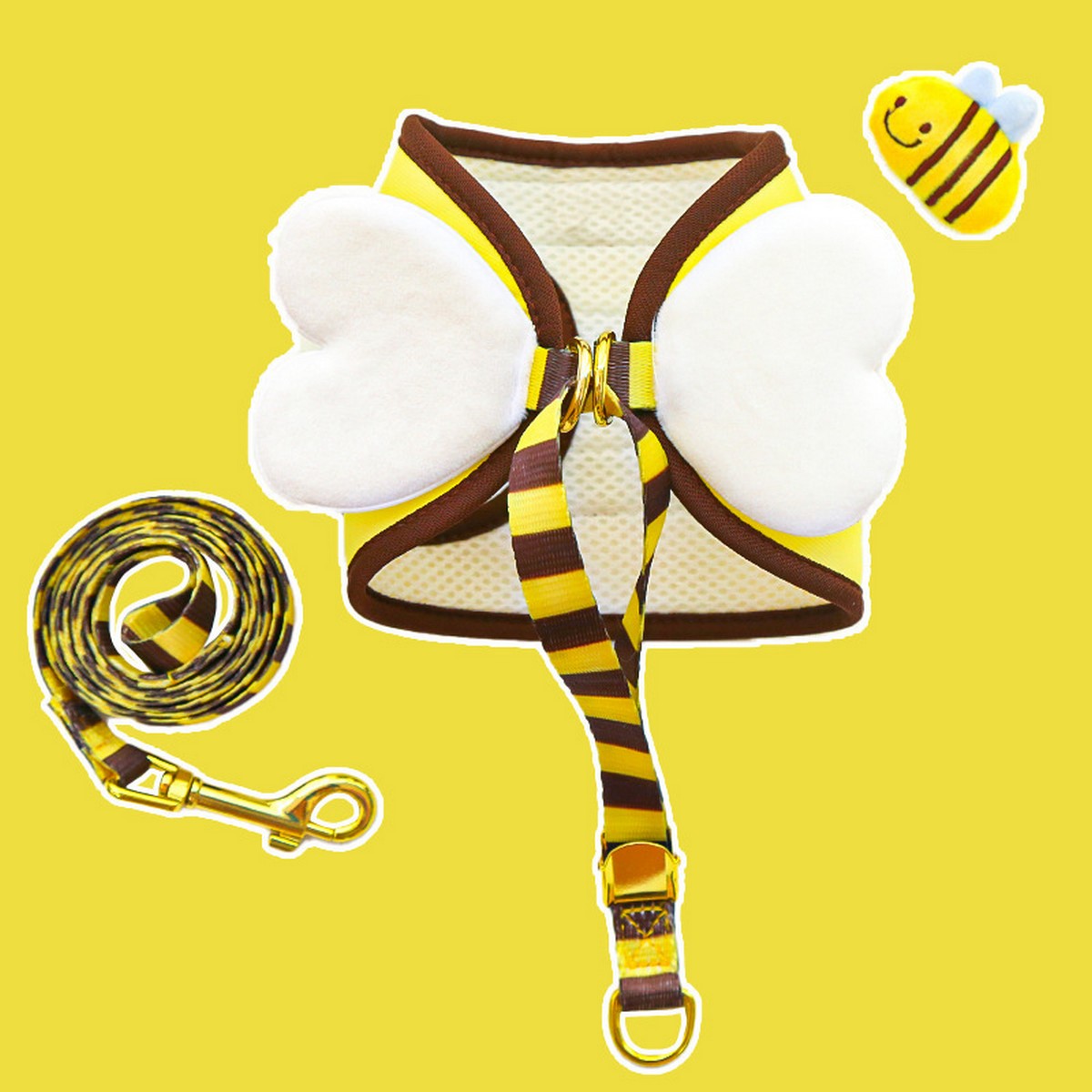 Bee Pet Harness Set – Cute Dog Cat Leash Outfit_CWMM11161