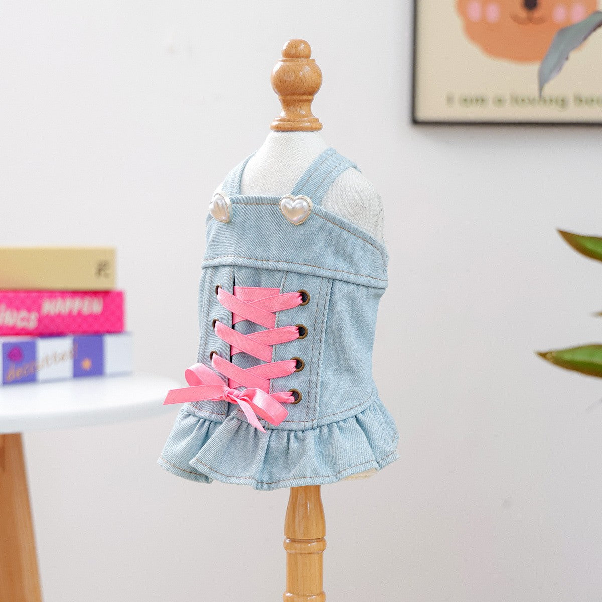 Pet Cozy Denim Dress Cute Heart Skirt_CWMM13012