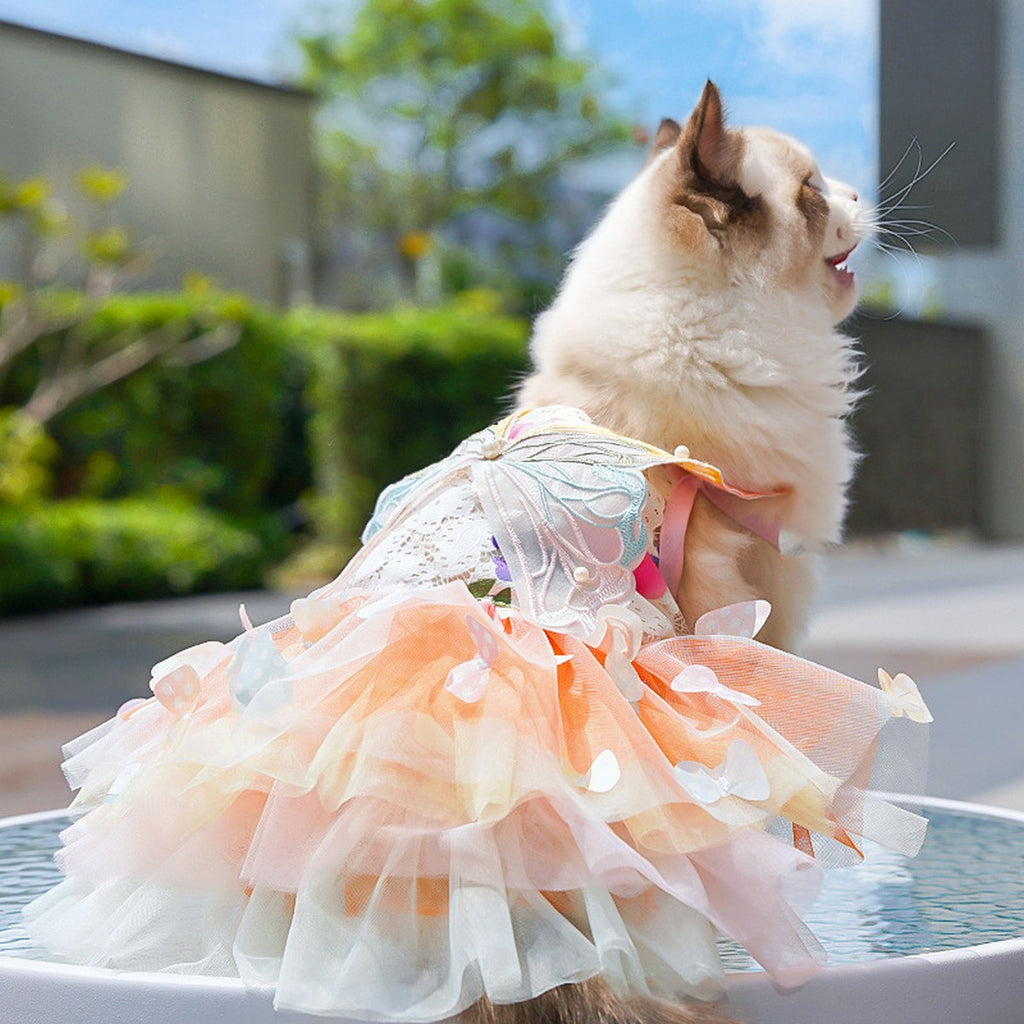 Fluffy Pet Dress with Bow – Princess Style_CWMM11080