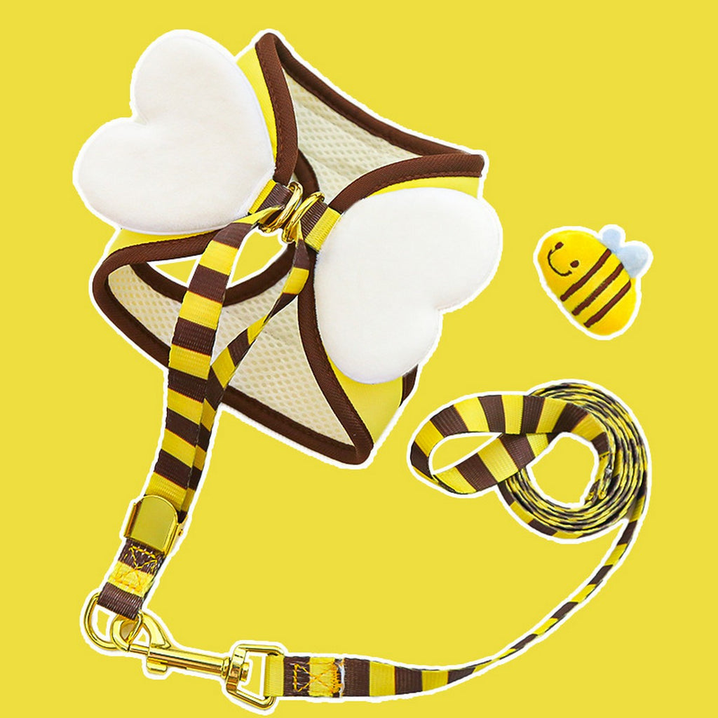 Bee Pet Harness Set – Cute Dog Cat Leash Outfit_CWMM11161