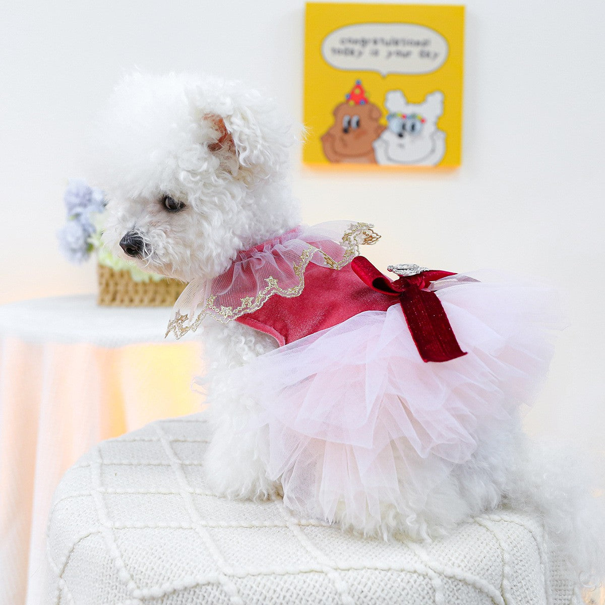 Pet Cozy Tulle Dress Royal Princess Skirt_CWMM13044