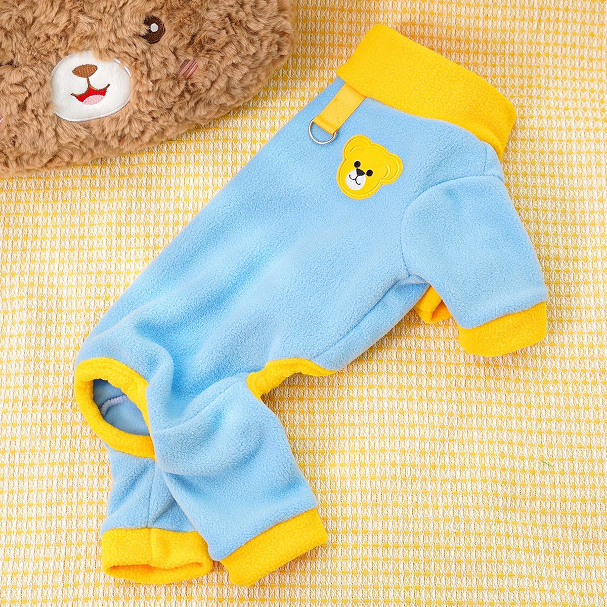 Colorblock Pet Jumpsuit with Leash Ring_CWMM11180