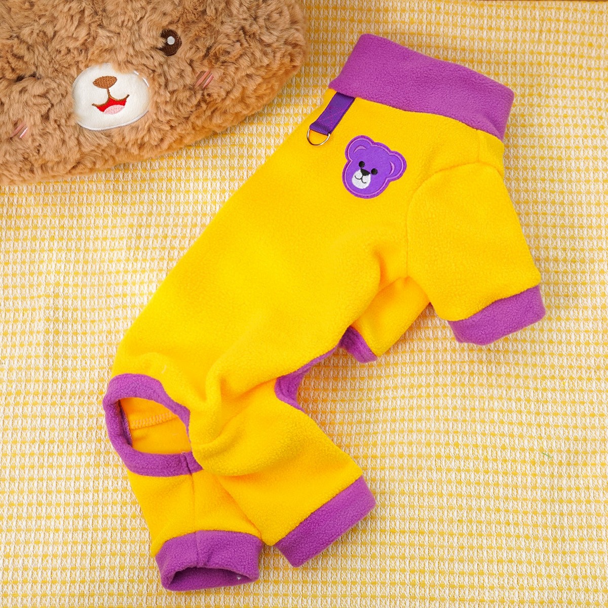 Colorblock Pet Jumpsuit with Leash Ring_CWMM11180