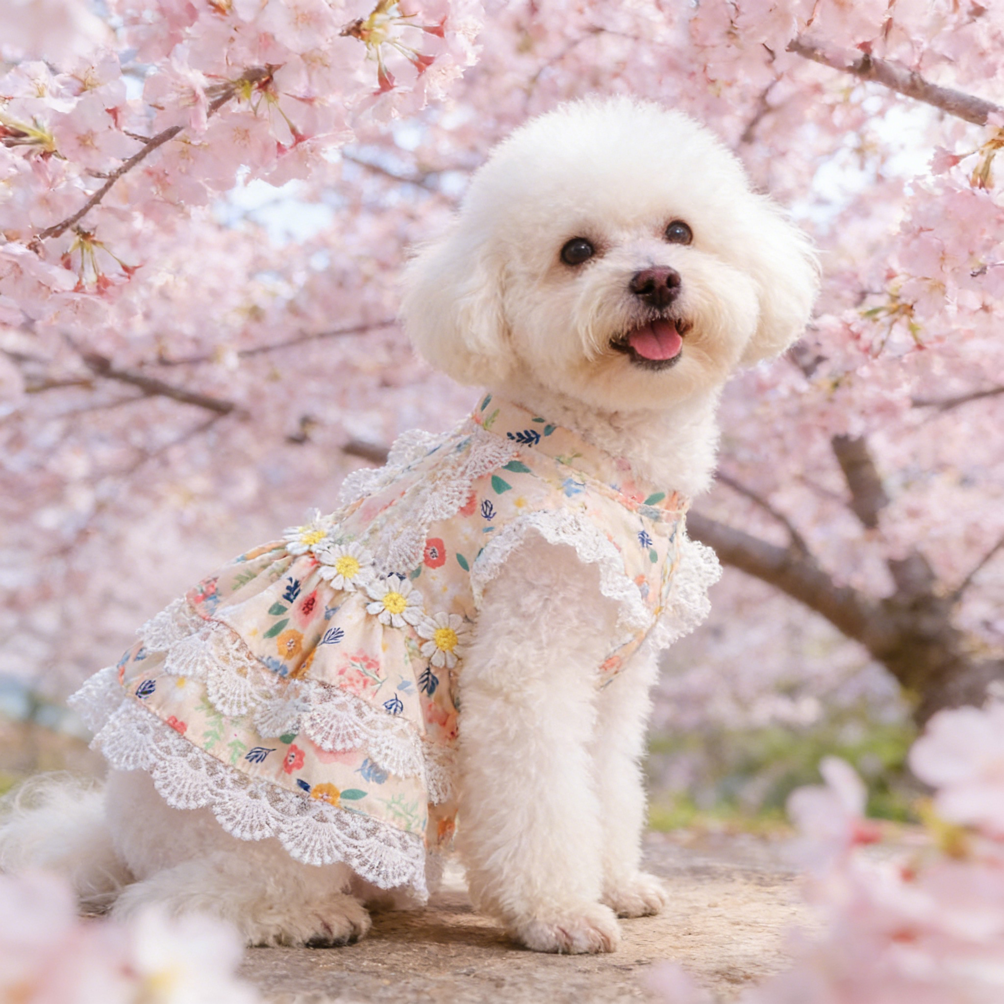 Small Pet Maid Style Floral Lace Dress_CWMM13117