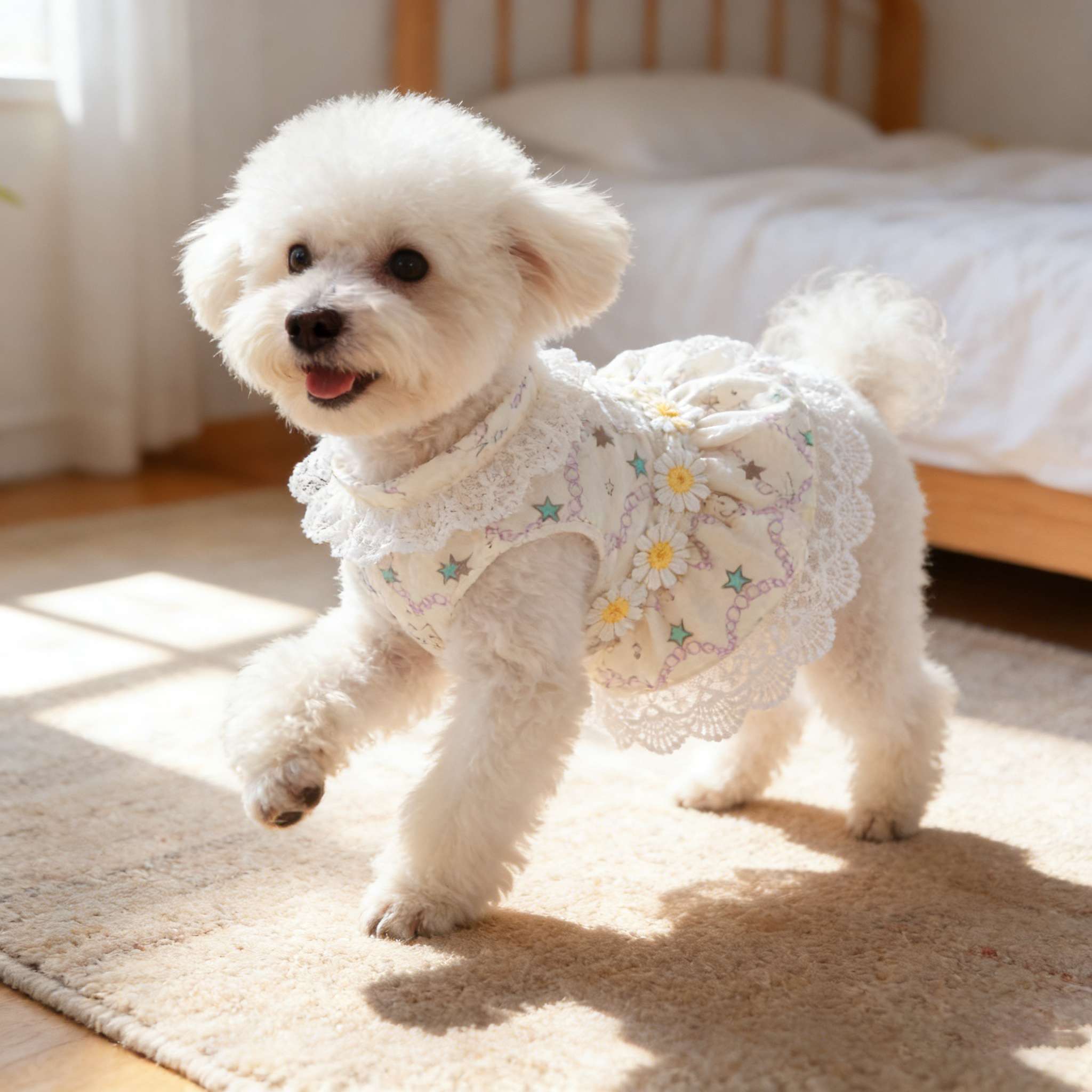 Small Pet Maid Style Floral Lace Dress_CWMM13118