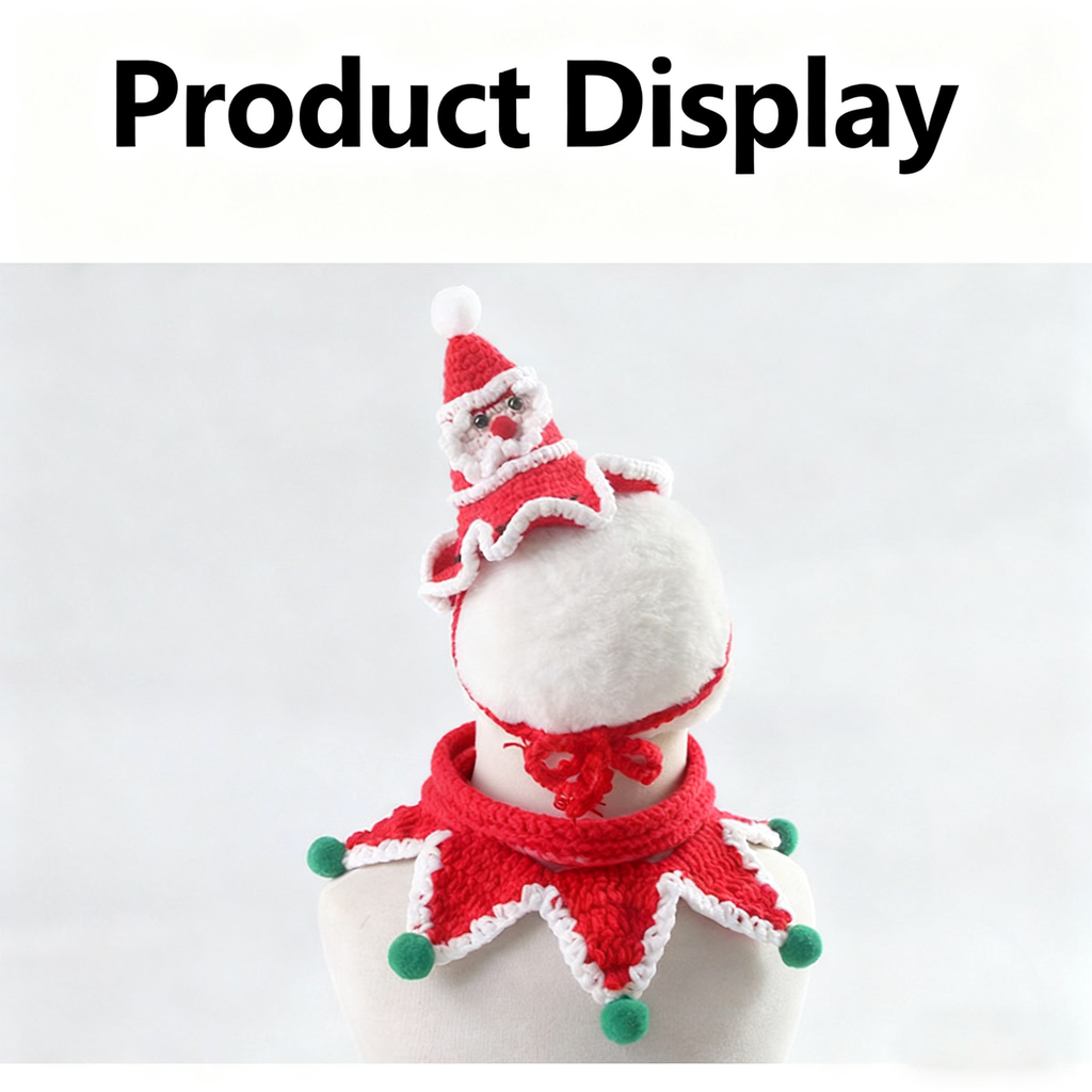 Cute Christmas Pet Set – Knit Hat & Scarf for Cats Dogs_CWMM11341
