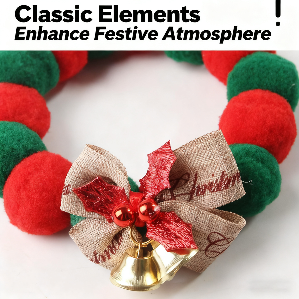 Christmas Pet Collar – Felt Ball Necklace for Cats Dogs_CWMM11337