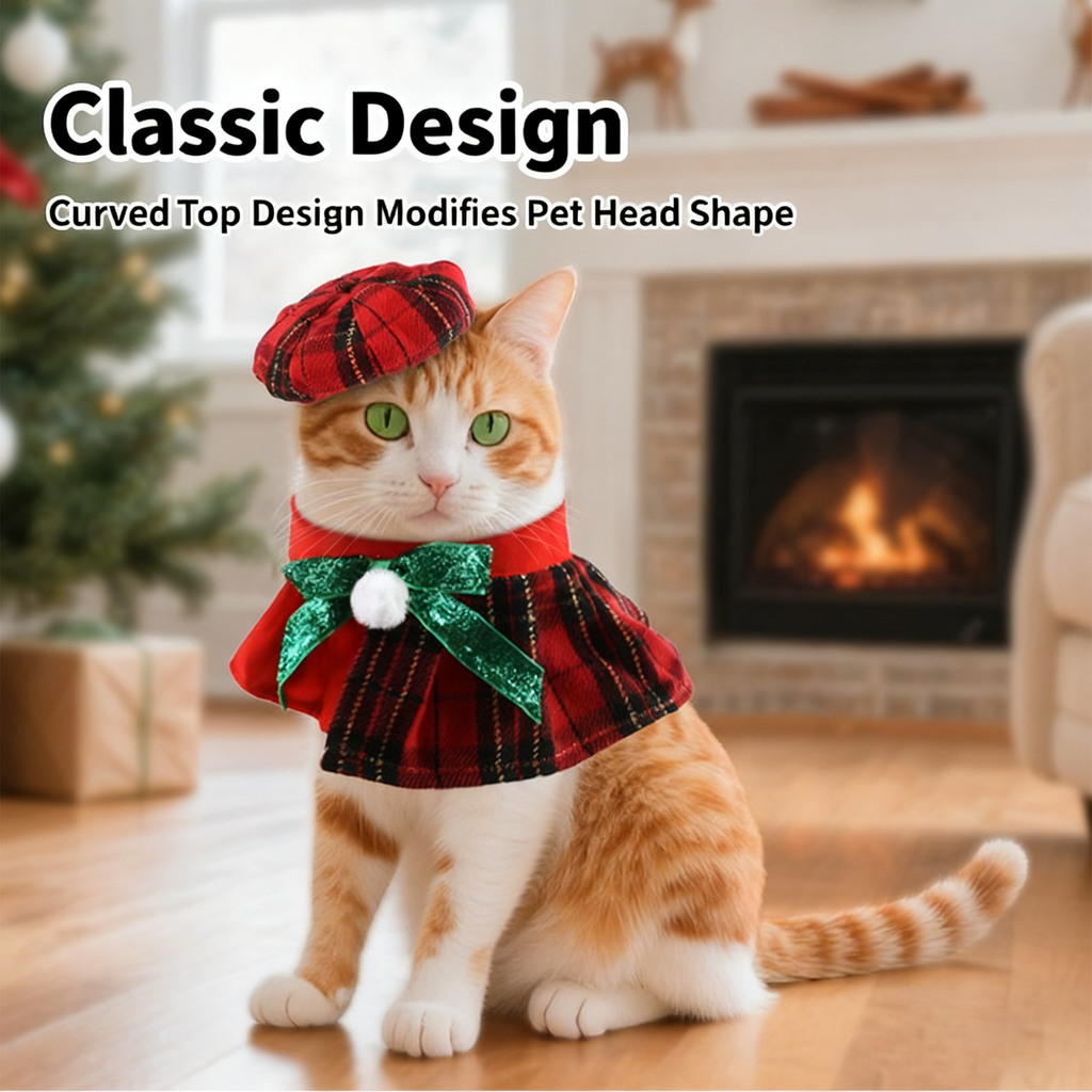 Christmas Cat Hat & Scarf – Holiday Pet Outfit_CWMM11336