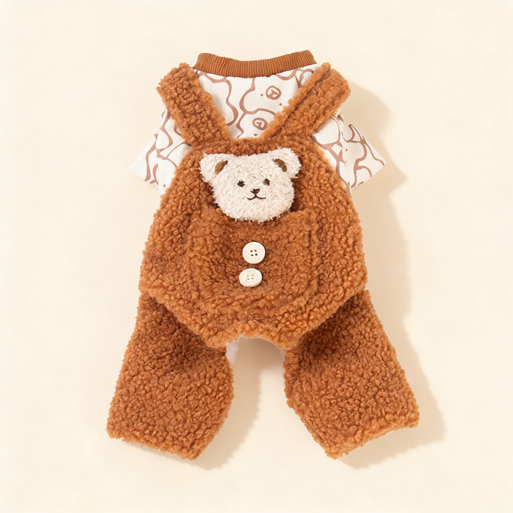 Bear Fleece Pet Overalls for Dogs and Cats_CWMM12739