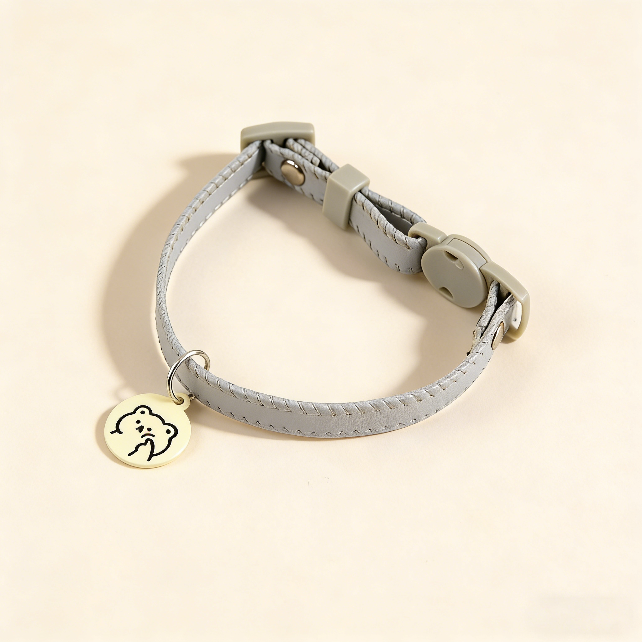 Cat Dog Macaron PU Leather Safety Buckle Collar_CWMM13174