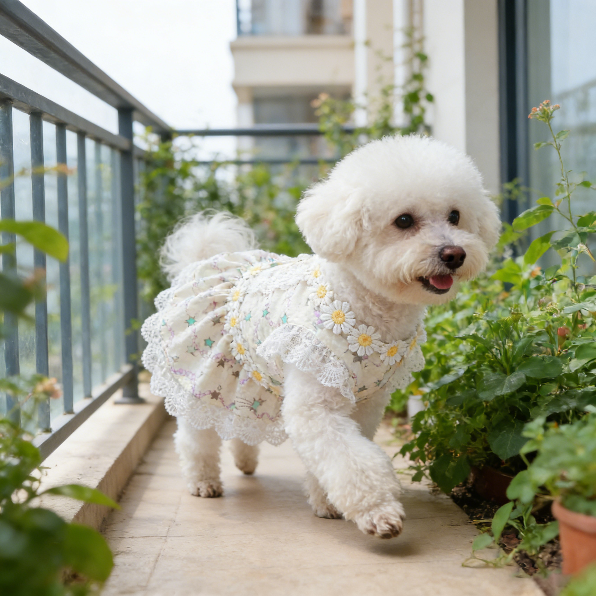 Small Pet Maid Style Floral Lace Dress_CWMM13118