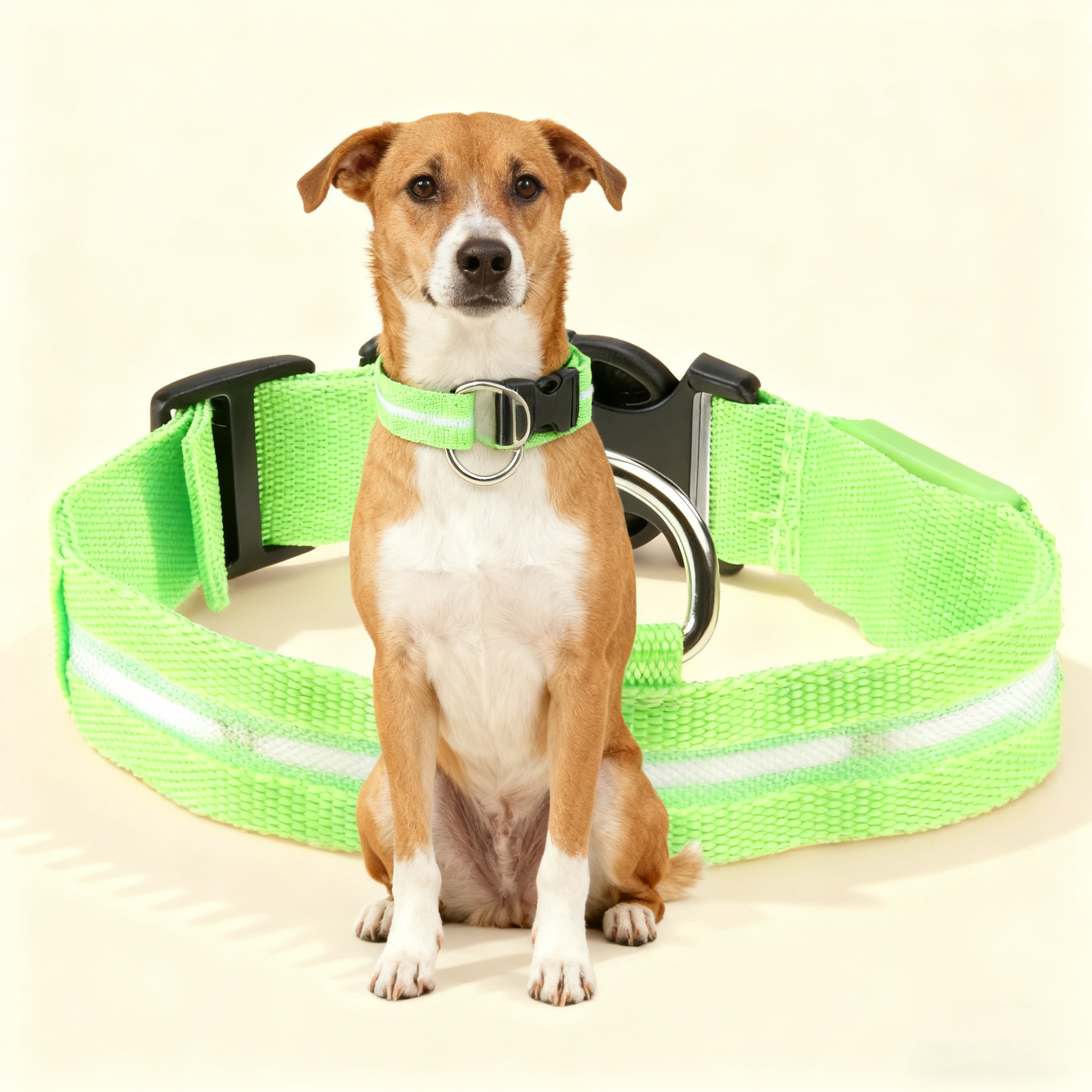 LED Nylon Dog Collar USB Night Safety Glow_CWMM11453