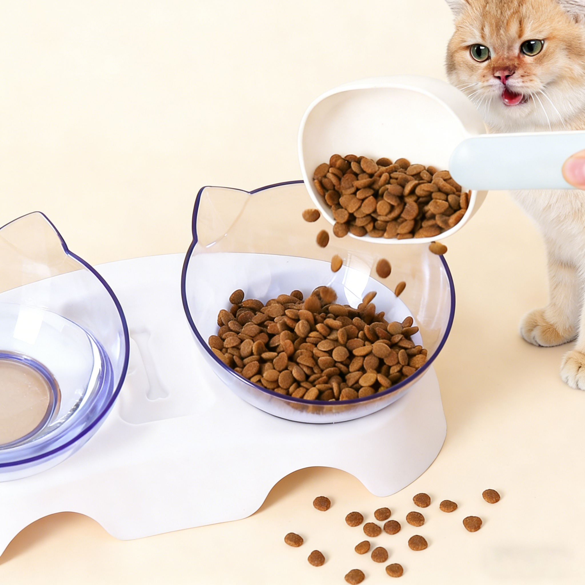 Elevated Plastic Cat and Dog Double Feeding Bowl_CWMM13011