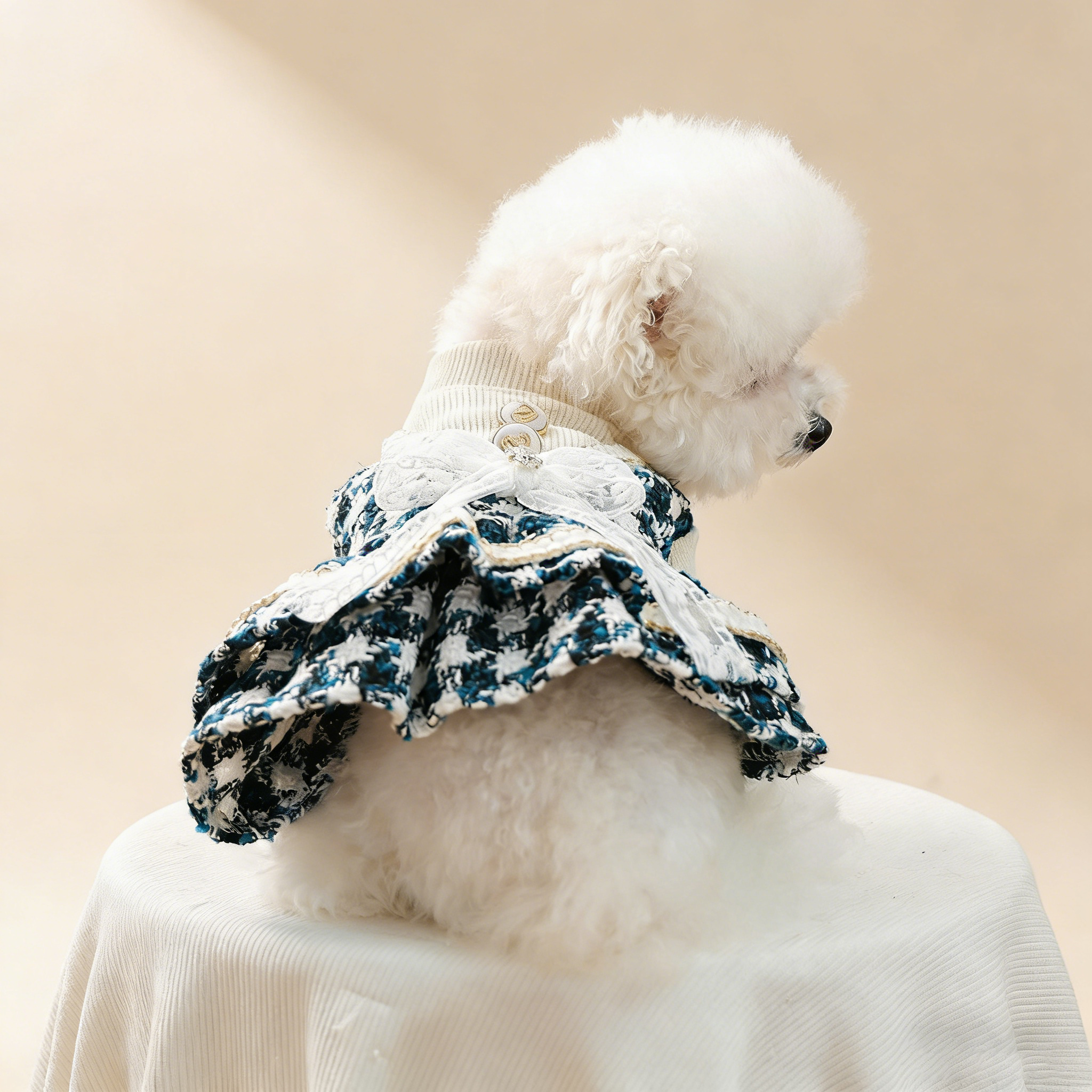 Dog Cat Elegant Blue Dress Royal Skirt_CWMM13039