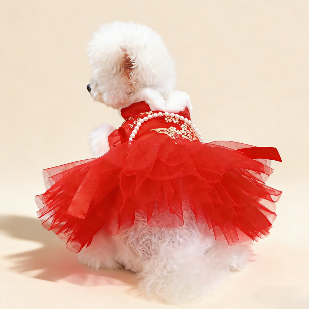 Dog Cat Cute Red Celebration Dress_CWMM13014