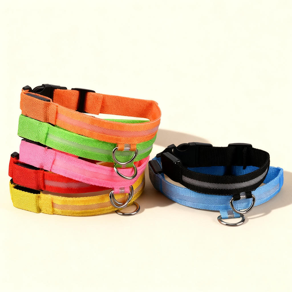 LED Nylon Dog Collar USB Night Safety Glow_CWMM11485