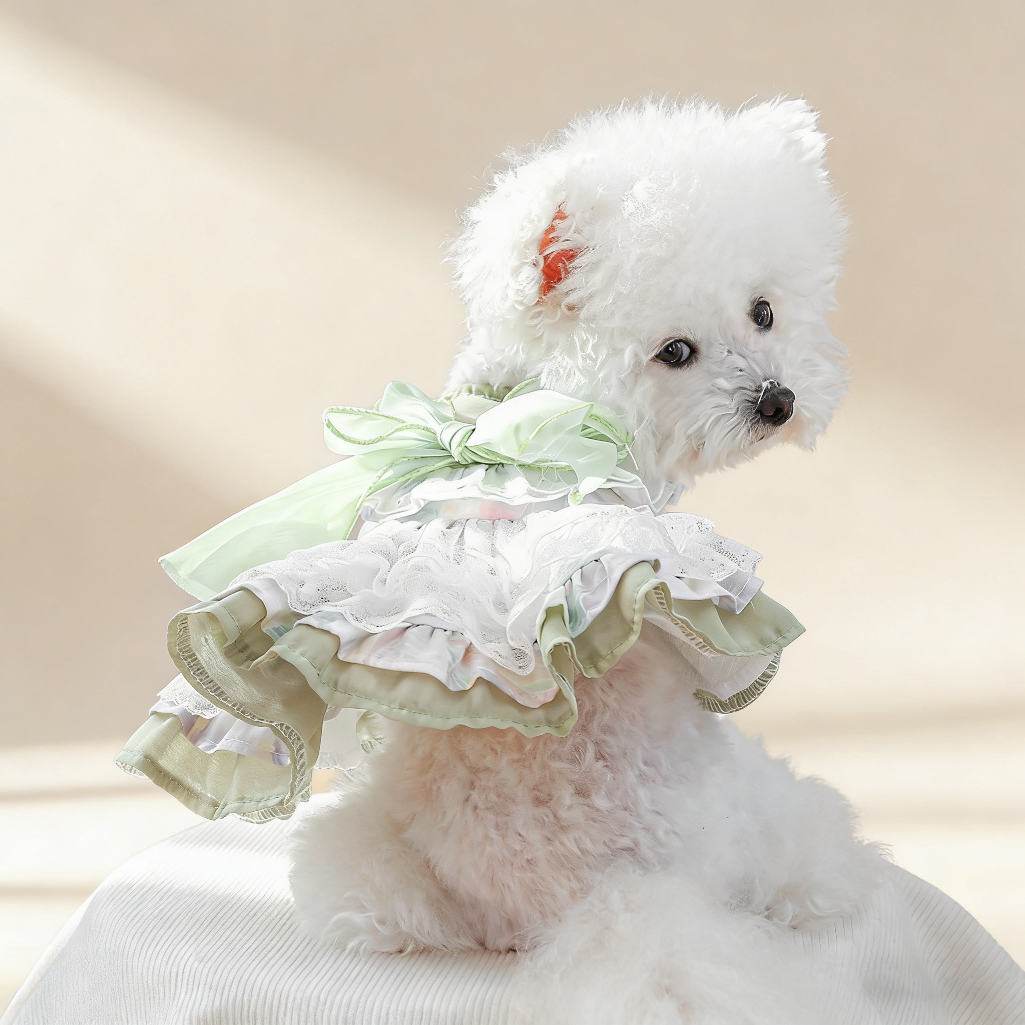Small Pet Green Fantasy Tulle Dress_CWMM13115