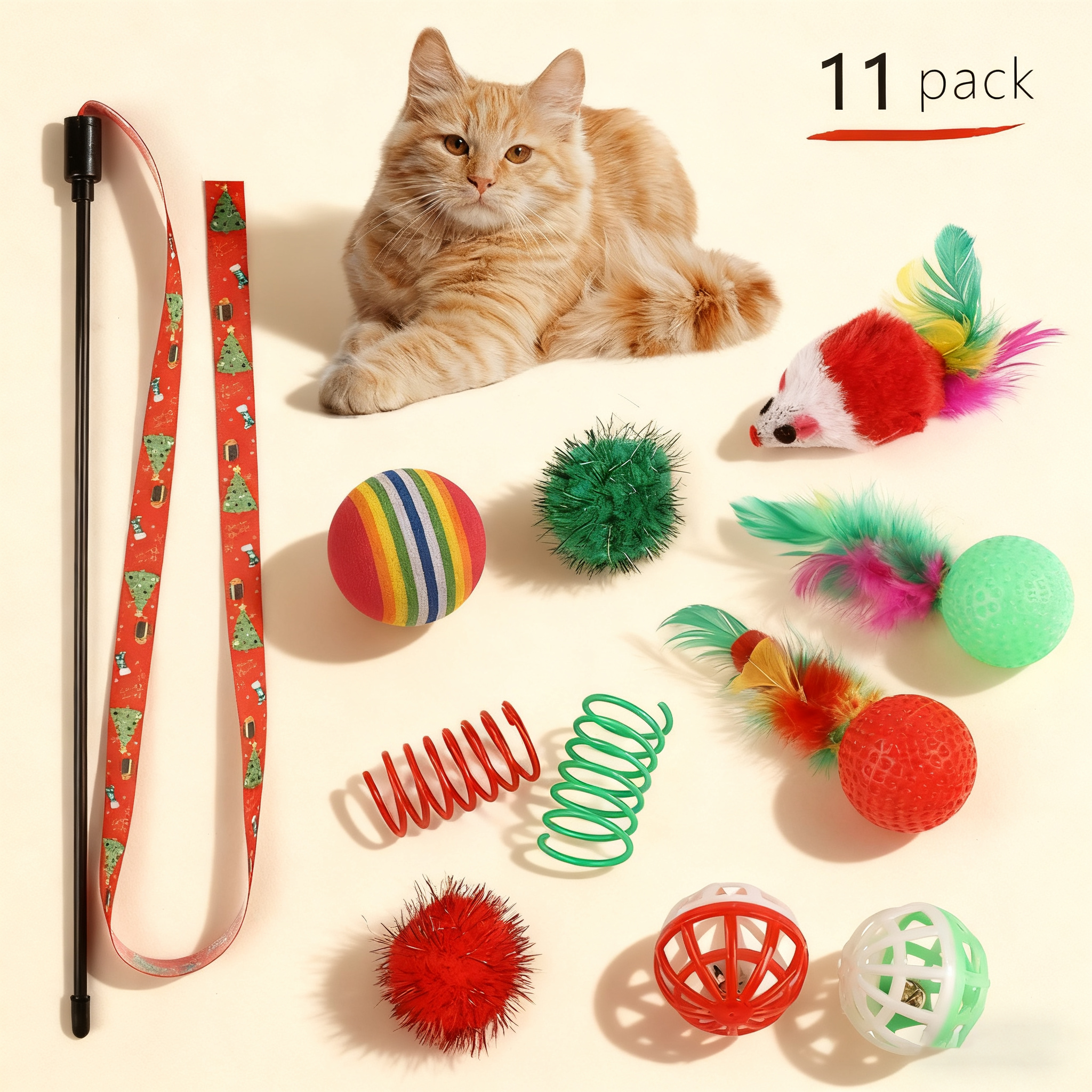 Christmas Cat Teaser Wand – Interactive Toy_CWMM11428