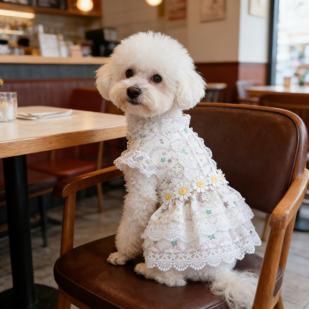 Small Pet Maid Style Floral Lace Dress_CWMM13118