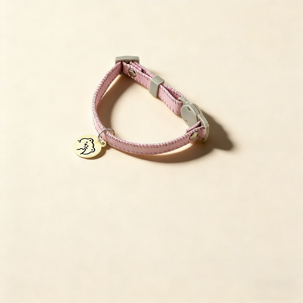 Cat Dog Macaron PU Leather Safety Buckle Collar_CWMM13174