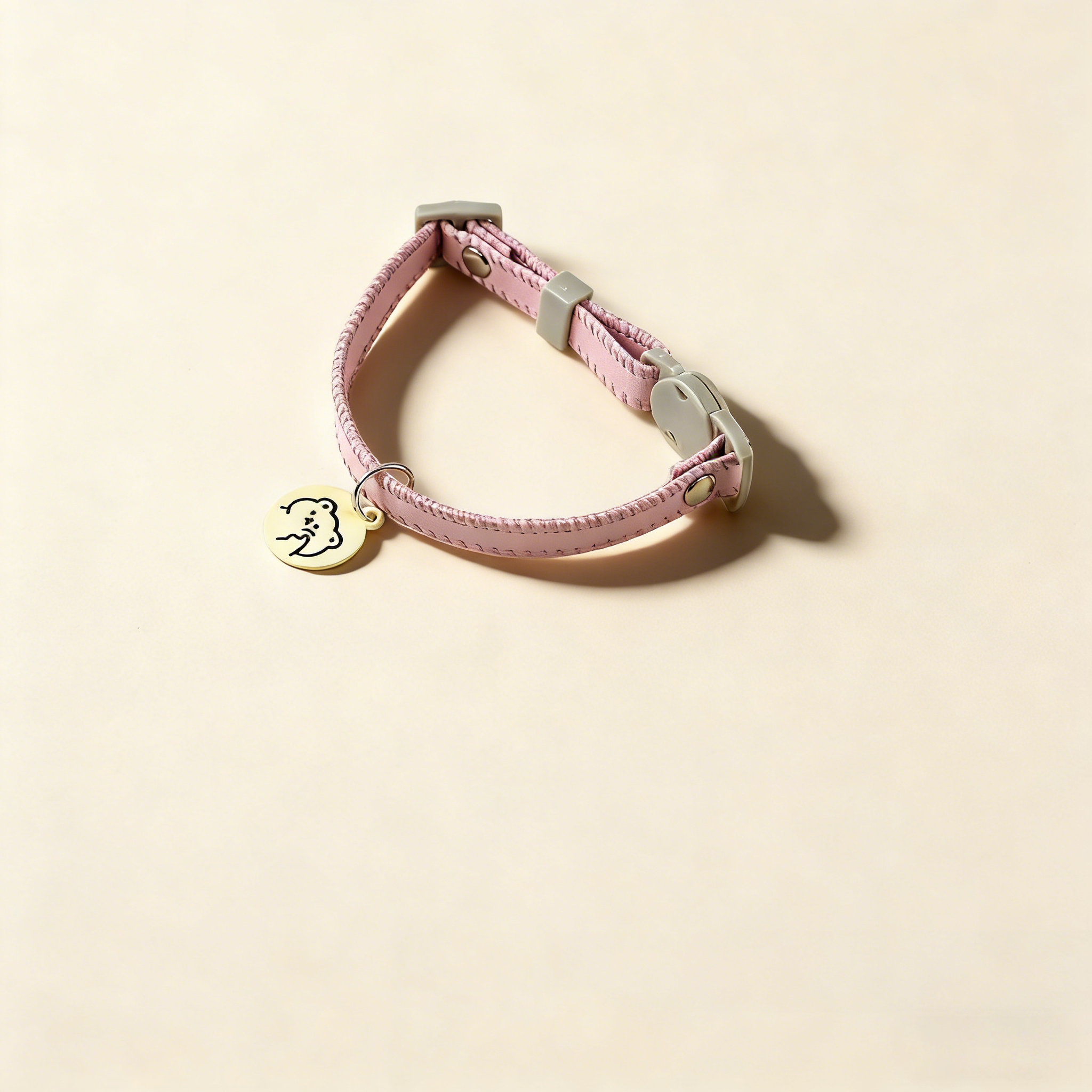 Cat Dog Macaron PU Leather Safety Buckle Collar_CWMM13174