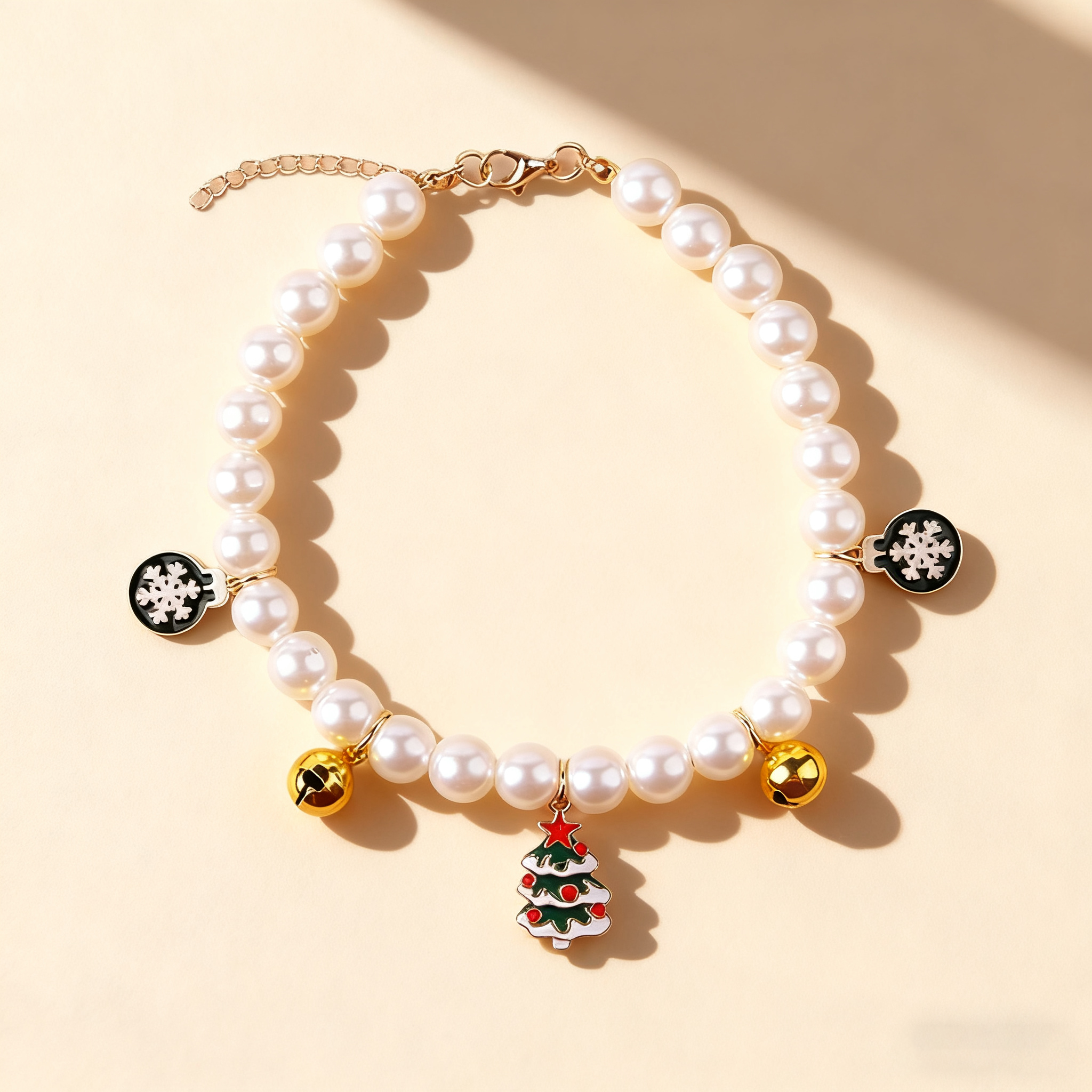 Christmas Pet Collar – Handmade Pearl Bell Necklace_CWMM11340