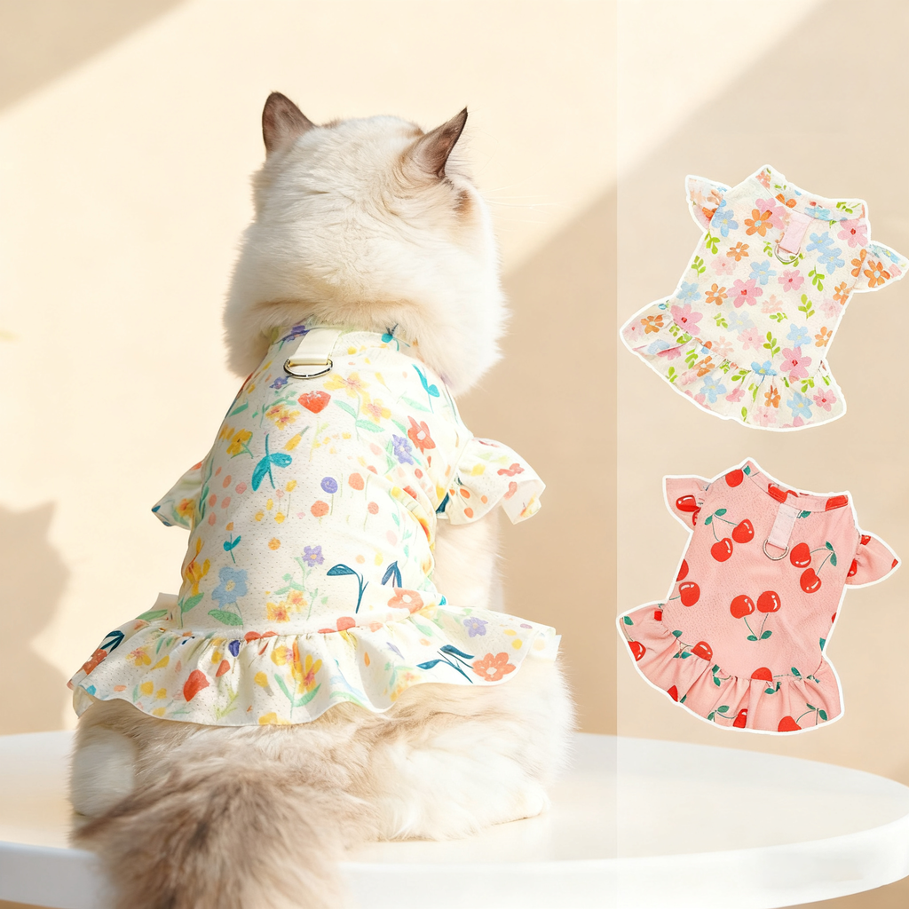 Summer Pet Dress – Ice Silk Cool Floral Outfit_CWMM11118