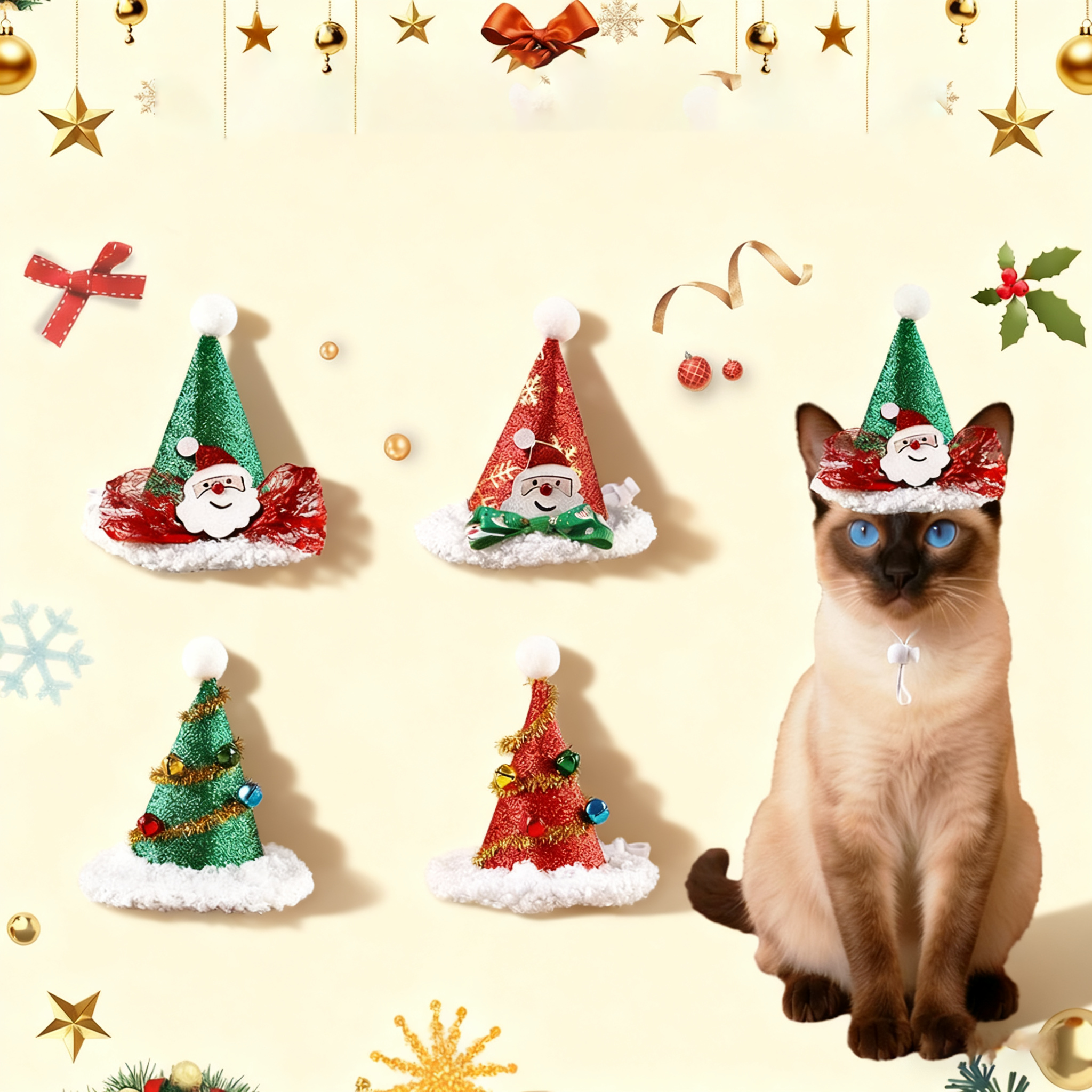 Cute Christmas Pet Hat – Snowman Tree Headwear_CWMM11353